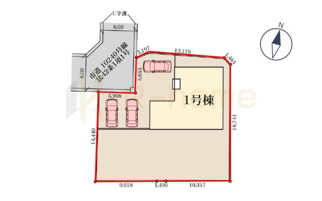 常陸大宮市抽ヶ台町第9　新築戸建て　1号棟の区画図|大きなお買い物だからこそ、メリット・デメリットを伝えさせて頂きます。
R-homeにお任せください♪