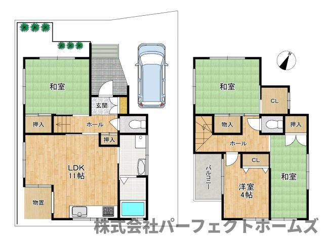 東香里元町中古戸建の間取り