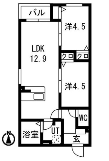【間取り】 | クラージュ黒川Ⅱ