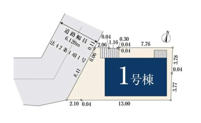 【区画図】 | 練馬区南田中4丁目　新築分譲住宅　全1棟（成増店） | 前面広々6.1ｍ公道面につき開放感あり。
※図面と現況が異なる場合は現況優先となります。
