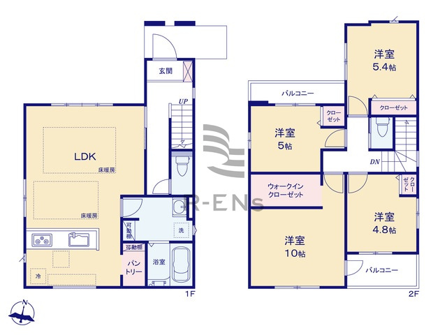 【間取り】 | 練馬区大泉学園町６丁目　新築戸建て | 10帖主寝室に大容量WIC。収納豊富なゆとりある4LDK