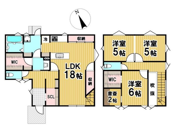 福岡市南区屋形原4丁目 中古戸建の間取り|※間取り図と現況が異なる場合には、現況を優先いたします。
2帖の書斎を備えた3SLDK！