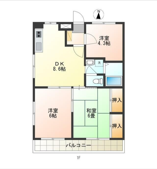 府中市若松町２丁目の賃貸マンションの間取り