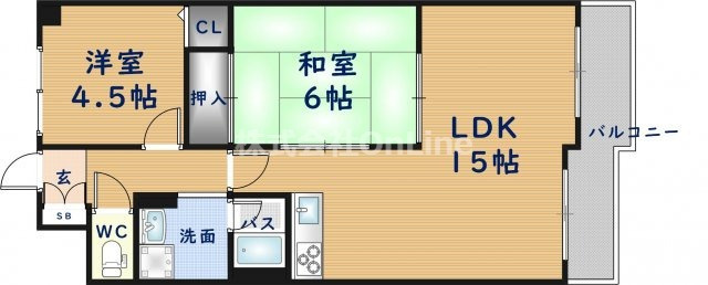 東大阪市西堤本通西３丁目の賃貸マンションの間取り