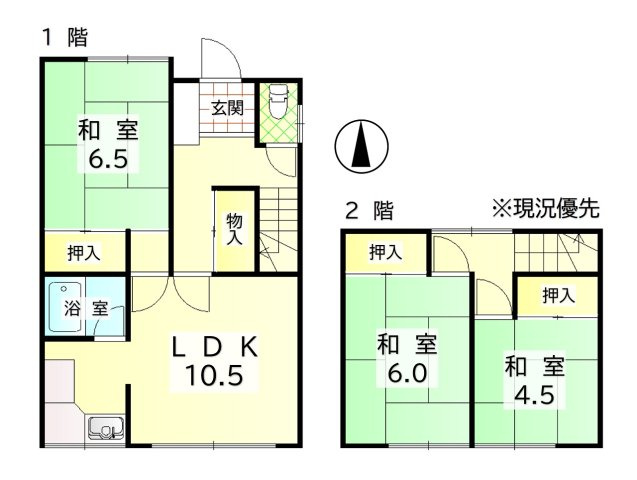 手稲区西宮の沢4条4丁目　戸建の間取り|全ての居室に物入れありの3LDK♪