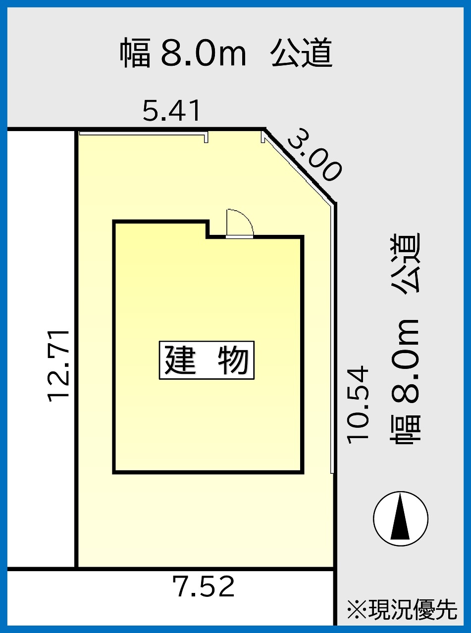 手稲区西宮の沢4条4丁目　戸建の区画図|8ｍ公道に面した角地♪