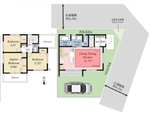 杉並区下高井戸　新築戸建１号棟の間取り