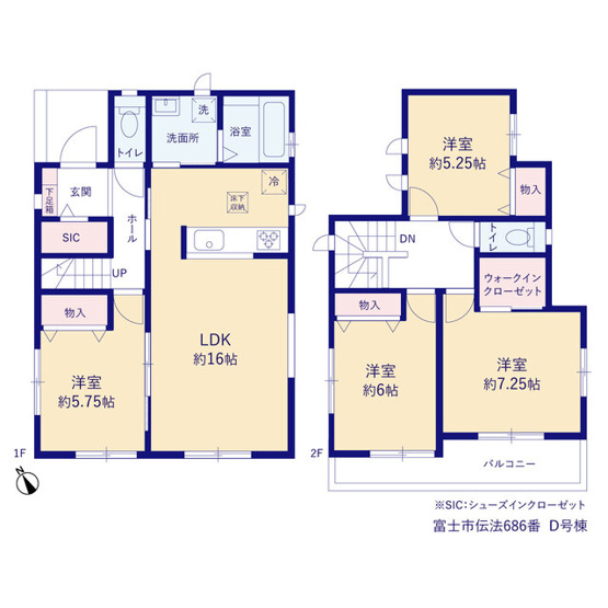 【間取り】 | 富士市伝法 新築一戸建て D号棟 | 効率的かつ暮らしのことをしっかり考えた間取りです