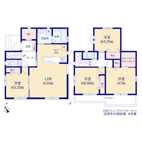 【間取り】 | 沼津市大塚 新築一戸建て | 効率的かつ暮らしのことをしっかり考えた間取りです