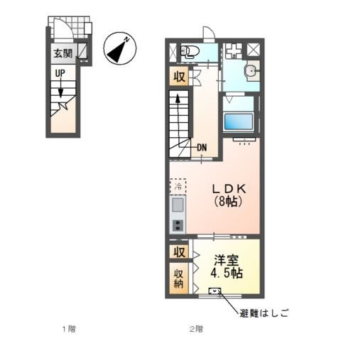 仮）日野市落川アパート新築工事の間取り
