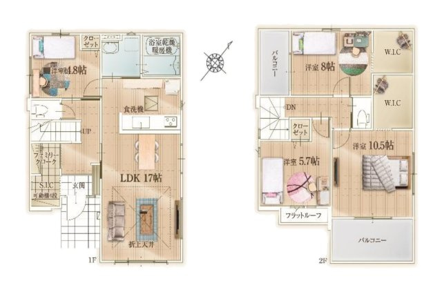 糟屋郡志免町志免4丁目第9-3棟（2号棟）の間取り|全居室収納付きで便利です。
