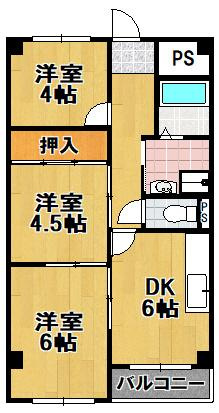 大阪市大正区三軒家東１丁目の賃貸マンションの間取り|★広々間取り３ＤＫ★