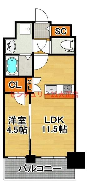 プレサンス大正フレンジ（Gタイプ）の間取り|★広めの1ＬＤＫ★