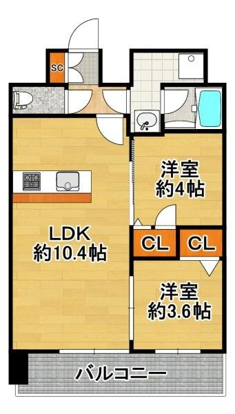 プレサンス大正フレンジ（Jタイプ）の間取り|★広めの２ＬＤＫ★