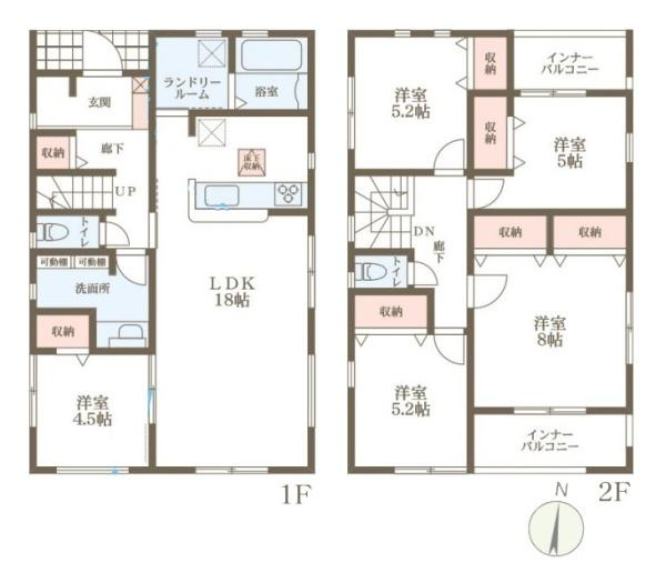 リーブルガーデン勾田町 ２号棟 ／新築一戸建の間取り