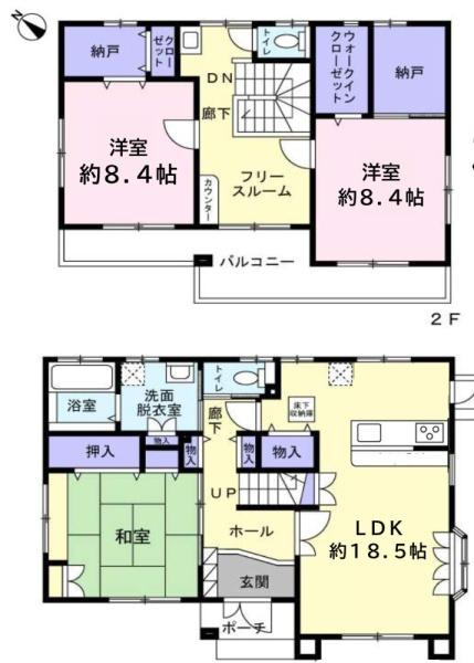 印旛郡酒々井町ふじき野３丁目の中古一戸建の間取り