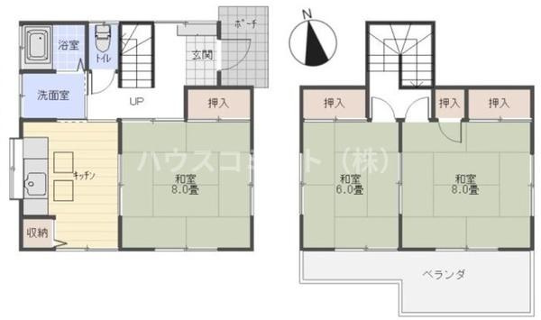 八街市朝日の中古一戸建の間取り