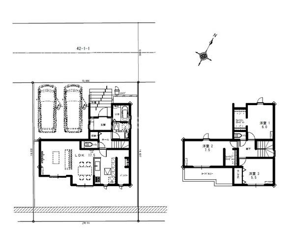 富里市七栄の新築一戸建の間取り