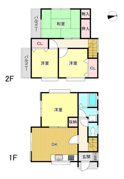 富里市十倉の中古一戸建の間取り