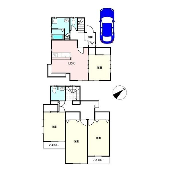 富里市十倉の中古一戸建の間取り