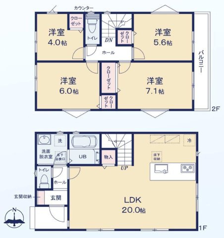 【横浜市旭区今宿東町558-2全3棟新築戸建て】★仲介手数料無料★（今宿小学校・今宿中学校）の間取り
