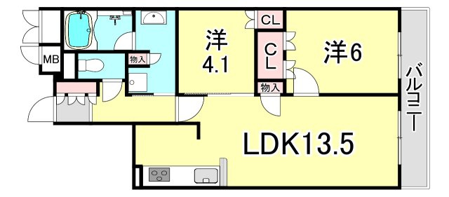 ジオウェリス西宮北口の間取り