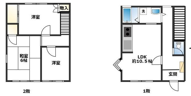 【間取り】 | メゾネット鷲ノ木C棟