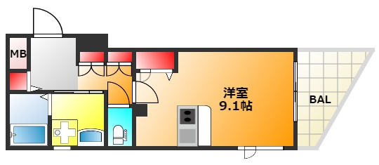 プレサンス心斎橋リベルタの間取り|現状有姿