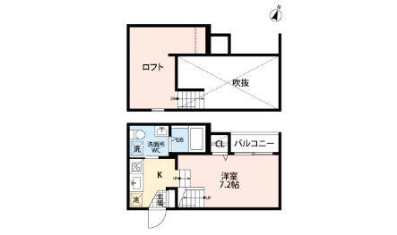熊本市中央区黒髪１丁目のアパートの間取り