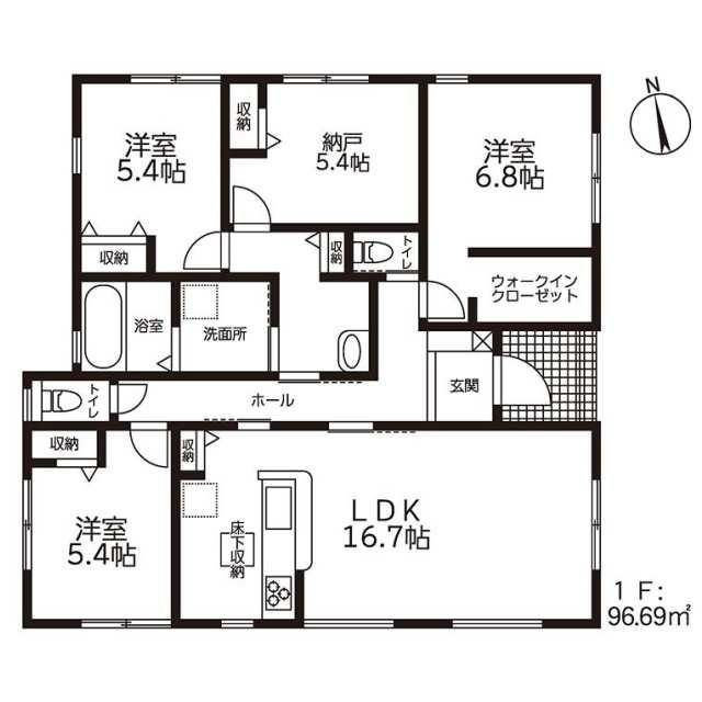 仲介手数料無料）一宮市木曽川町玉ノ井　２号棟の間取り
