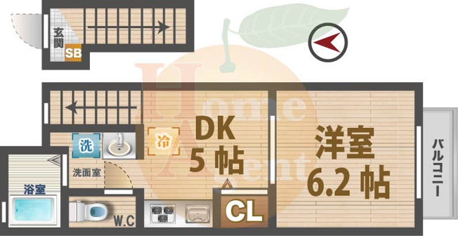 【間取り】 | フォレストコートⅠ | 1DKのお部屋。