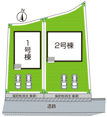 ●24(土)25(日)現地説明会！　香芝市下田西　第2期　新築一戸建ての区画図|全２区画