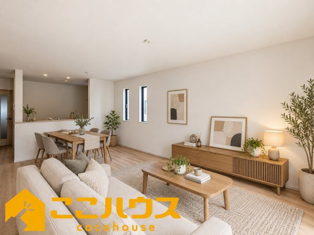 宜野湾市伊佐２丁目　ハートフルタウン　新築戸建て　全６棟　Ａ号棟の居間・リビング|※家具・調度品等はCG加工にて製作した設置イメージであり、本物件の価格には含まれません。