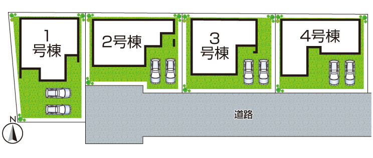 桜井市粟殿　第15期　新築一戸建ての区画図|全4区画