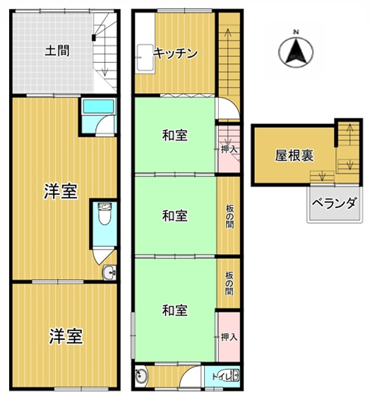 谷町６丁目店舗戸建ての間取り