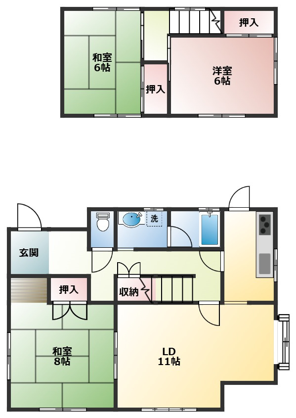 高蔵寺ニュータウン　石尾台貸家の間取り