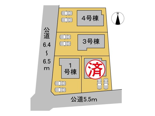 タマタウン　岐阜市北一色（長森西小）　全4区画分譲の区画図|■区画図
■YAMADA電機の　ヤマダ不動産　株式会社リライフ　
いつでもお問合わせ下さい。
