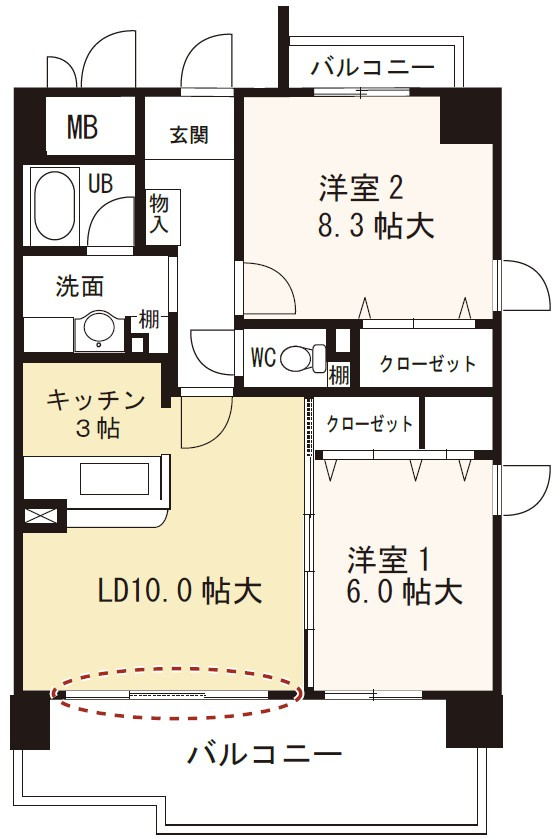 神戸市垂水区川原２丁目の賃貸マンションの間取り