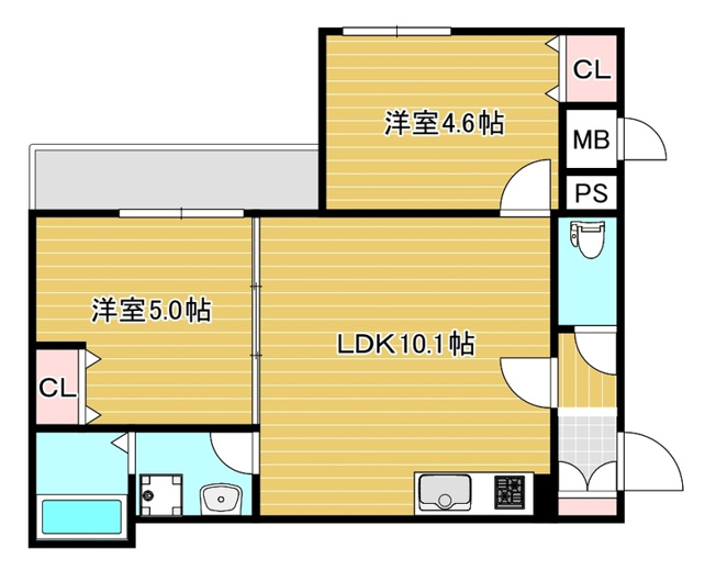 【間取り】 | セレニティ小若江B棟