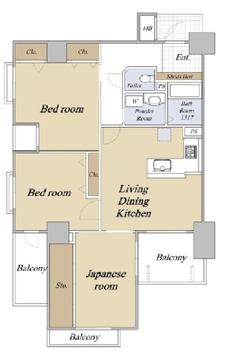 神戸市東灘区住吉東町２丁目の賃貸マンションの間取り