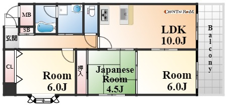 神戸市灘区篠原中町６丁目の賃貸マンションの間取り