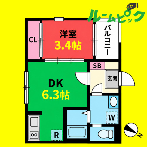 ラヴィエルジュ　名古屋市賃貸　仲介手数料無料の間取り