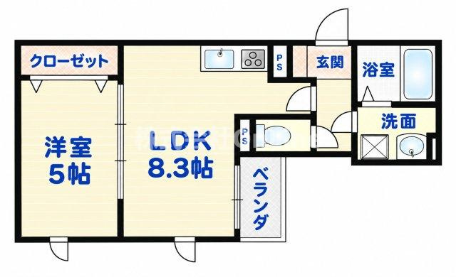 東大阪市若江北町３丁目のアパートの間取り