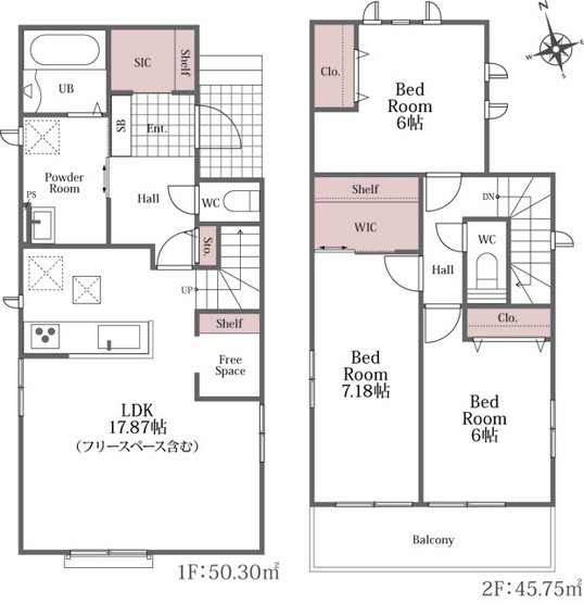 【間取り】 | 静岡市葵区北2丁目 新築一戸建て | 効率的かつ暮らしのことをしっかり考えた間取りです