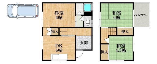 羽曳野市野々上1丁目貸家の間取り