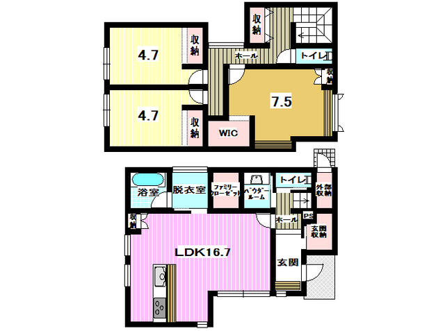 宇都宮市砥上町　3LDK　中古住宅の間取り