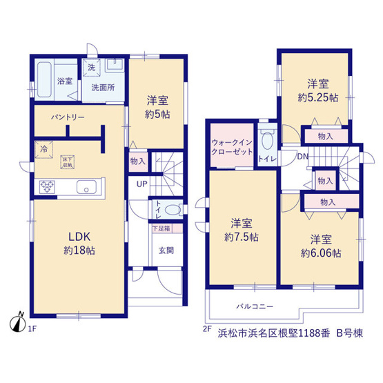 【間取り】 | 浜松市浜名区根堅 新築一戸建て B号棟 | 効率的かつ暮らしのことをしっかり考えた間取りです