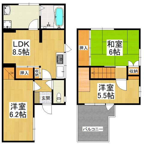 【間取り】 | 堺市東区日置荘原寺町貸家