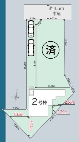 我孫子市天王台6丁目　01期　新築戸建て　2号棟の区画図|区画図です♪