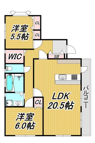 西宮市上甲子園４丁目の賃貸マンションの間取り